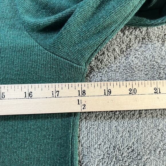 Soft Surroundings Shirt Womens Medium Green‎ Waffle Knit Zip Long Sleeve Artsy - Picture 9 of 9